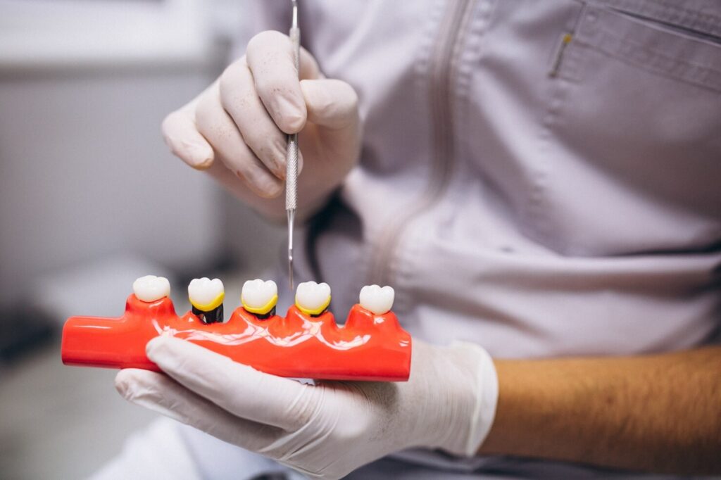 Woman patient receiving dental implants treatment in a Sydney clinic