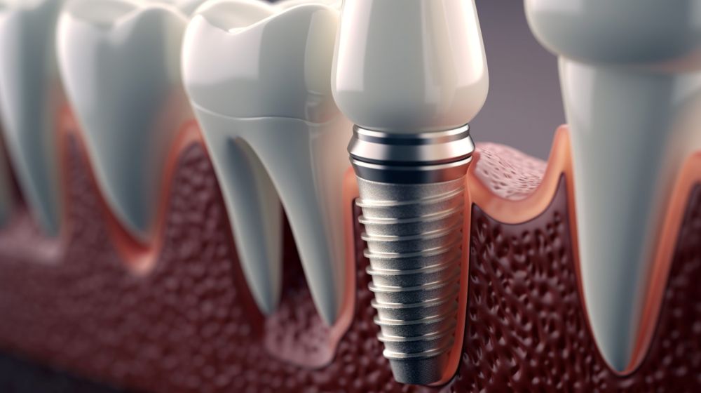 Dental implant beside the original teeth for missing teeth replacement