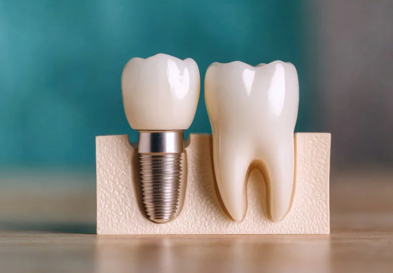 Dental implant sample showing modern artificial tooth replacement solution